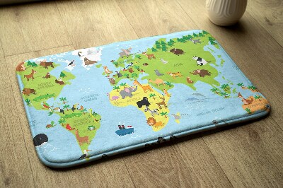 Rug Map of animals of the world