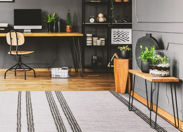 Indoor vinyl PVC carpet Gray with lines