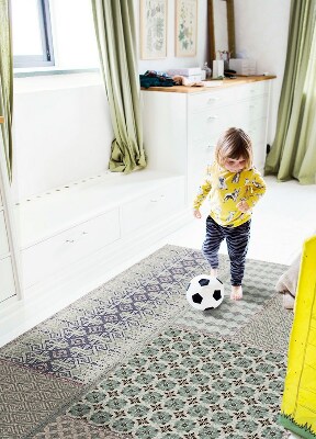 Vinyl floor rug Aztec style