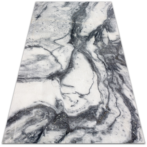 Fashionable vinyl rug Black and white marble