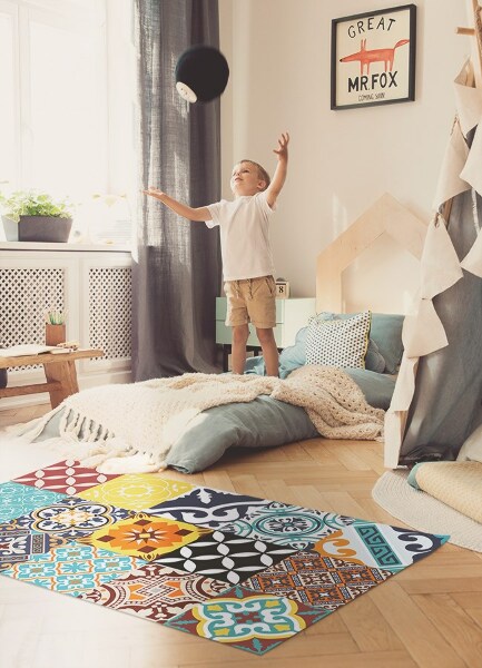 Universal vinyl rug Mix of colorful patterns