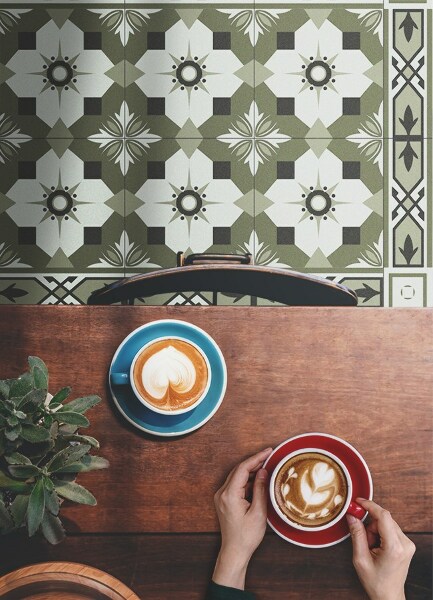 Universal vinyl rug Tiled geometric pattern