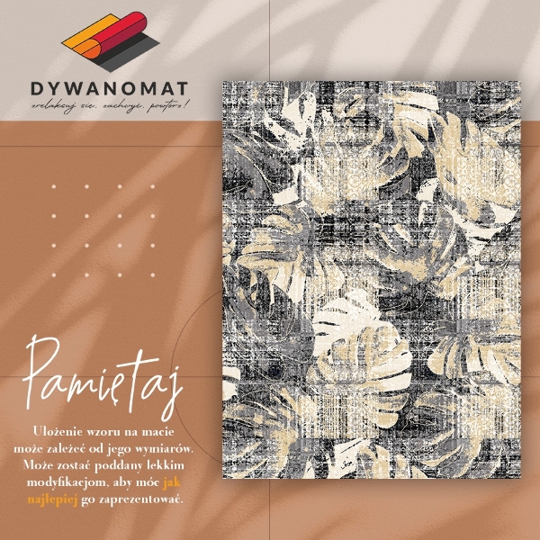 Indoor vinyl PVC carpet Monstera leaves motif