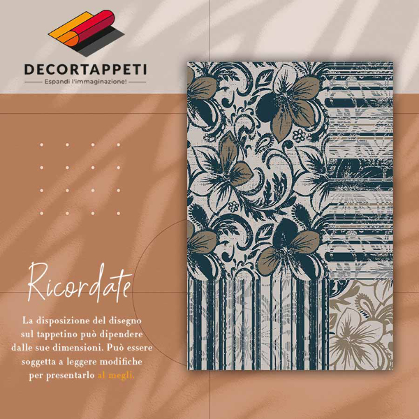 Fashionable vinyl rug Flowers and lines