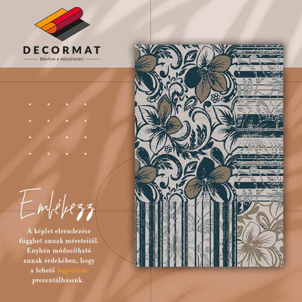 Fashionable vinyl rug Flowers and lines