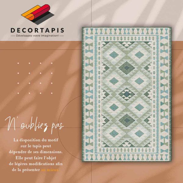 Fashionable PVC carpet Green rhombuses