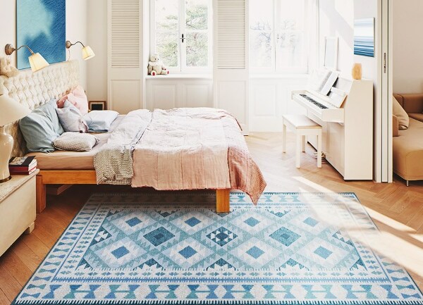 Vinyl floor mat Blue rhombuses