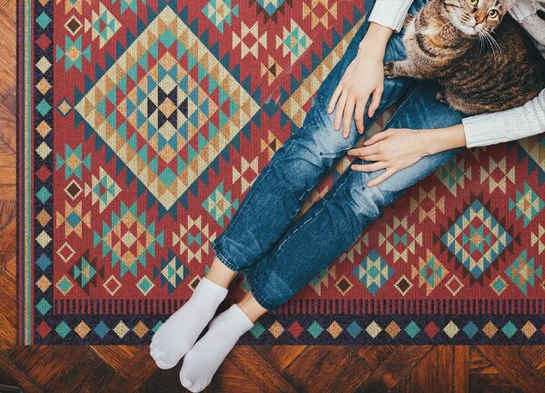 Universal vinyl rug Colorful retro triangles