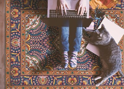 Vinyl floor rug Folk style