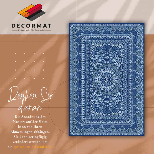 Vinyl floor rug Blue antique style