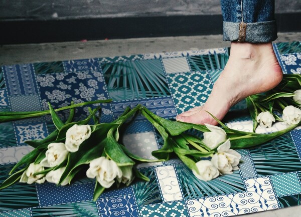Vinyl floor rug Tropical patchwork