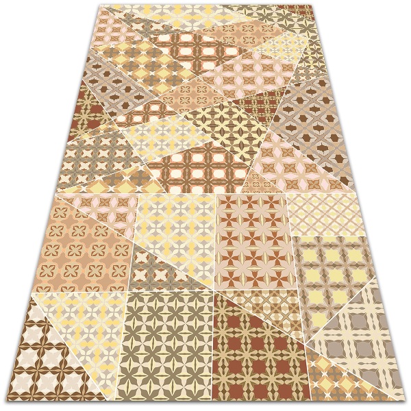 Vinyl floor mat Flowers and lines
