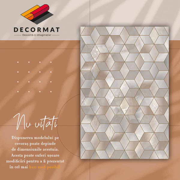 Indoor vinyl PVC carpet Brown cubes