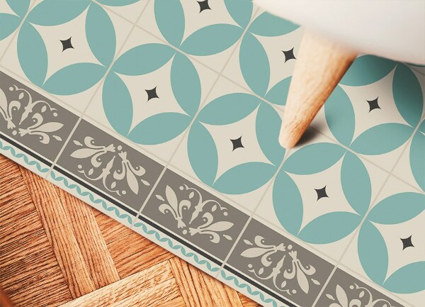 Vinyl floor rug Tiles and wheels
