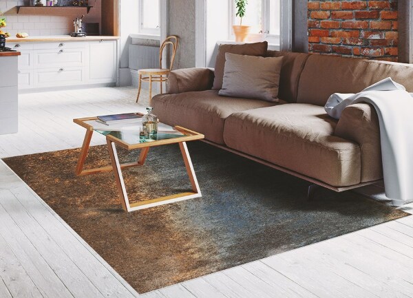 Fashionable vinyl rug Rusty sheet metal