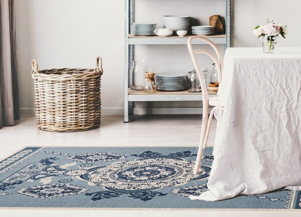 Fashionable vinyl rug Hindu geometry