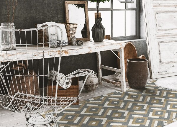 Indoor vinyl PVC carpet Aztec geometry