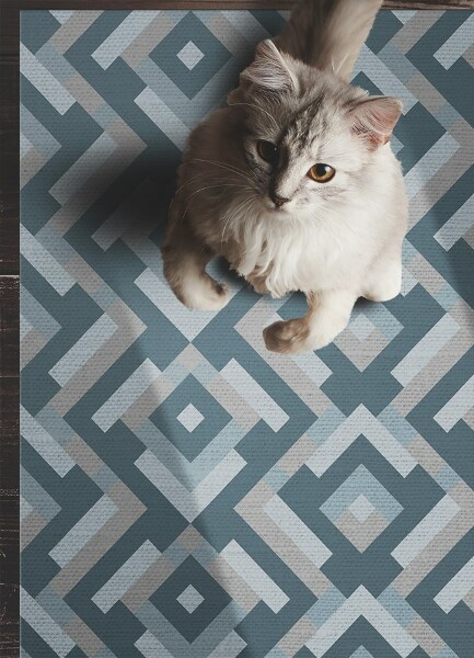 Indoor vinyl PVC carpet Aztec geometry