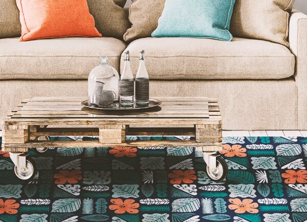 Universal vinyl carpet Geometric flowers