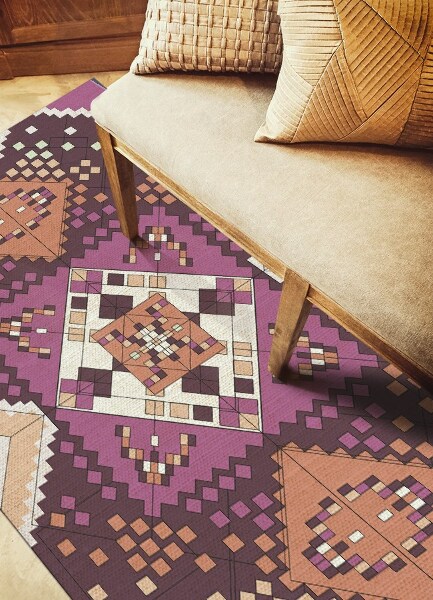 Fashionable vinyl rug Geometric rhombuses