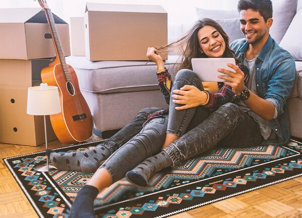 Fashionable vinyl rug Geometric rhombuses