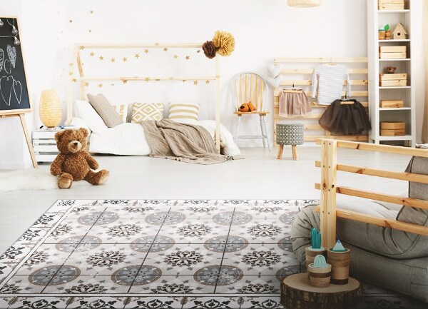 Vinyl floor mat Floral circles