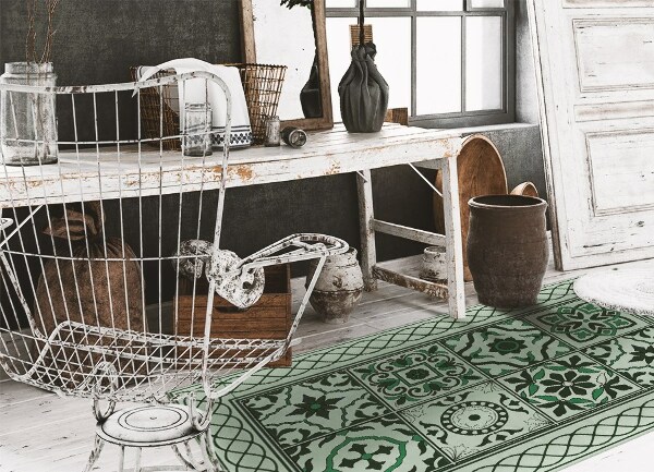 Fashionable vinyl rug Spanish braid
