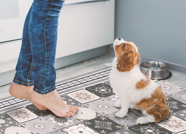 Vinyl floor mat Tiles and stripes
