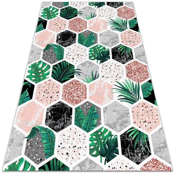 Universal vinyl carpet Tropical hexagons