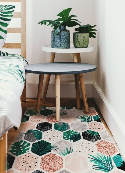 Universal vinyl carpet Tropical hexagons