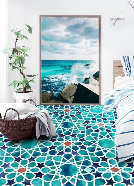 Vinyl floor rug Geometric stars