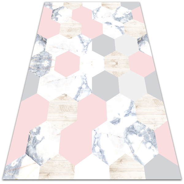Fashionable vinyl rug Marble hexagons