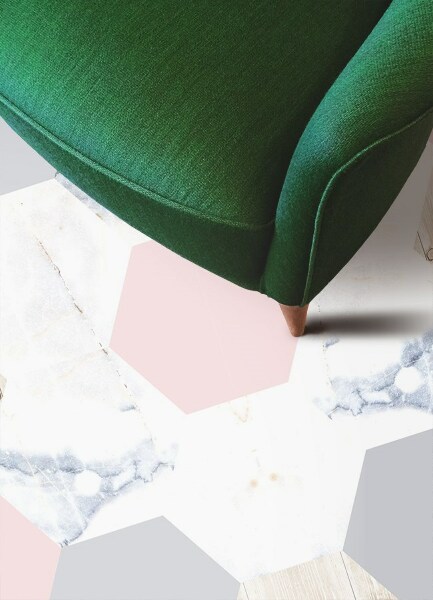 Fashionable vinyl rug Marble hexagons