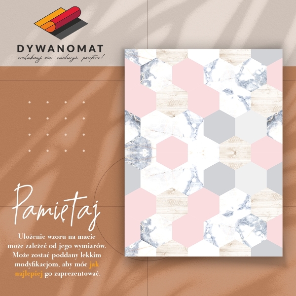 Fashionable vinyl rug Marble hexagons