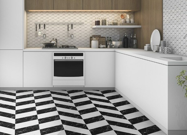 Indoor vinyl PVC carpet Marble herringbone