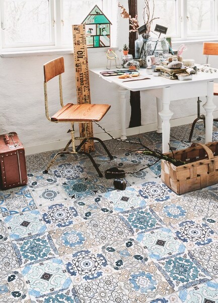 Fashionable vinyl rug Portuguese tiles
