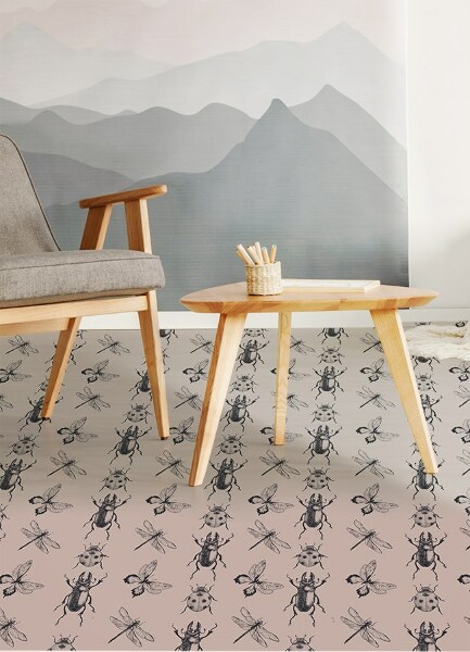 Universal vinyl rug Various insects