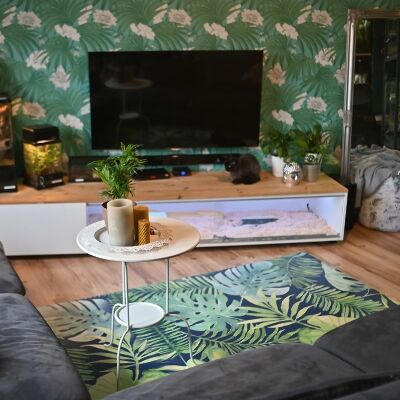 Indoor vinyl PVC carpet tropical leaves