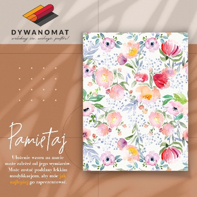 Indoor vinyl PVC carpet Watercolor flowers