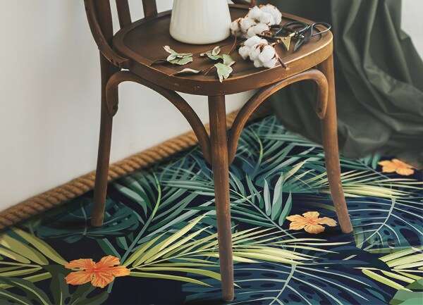 Indoor vinyl PVC carpet Tropical leaves