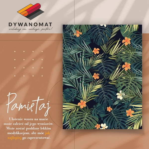 Indoor vinyl PVC carpet Tropical leaves