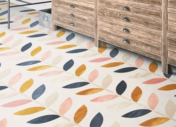 Interior PVC rug Tiny leaves