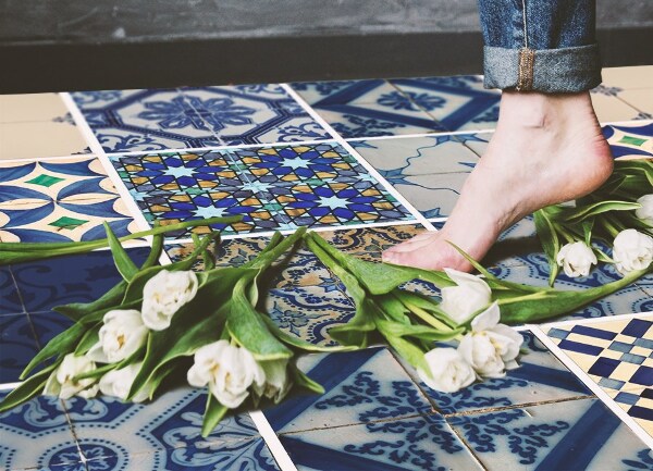Indoor vinyl PVC carpet Moroccan tiles