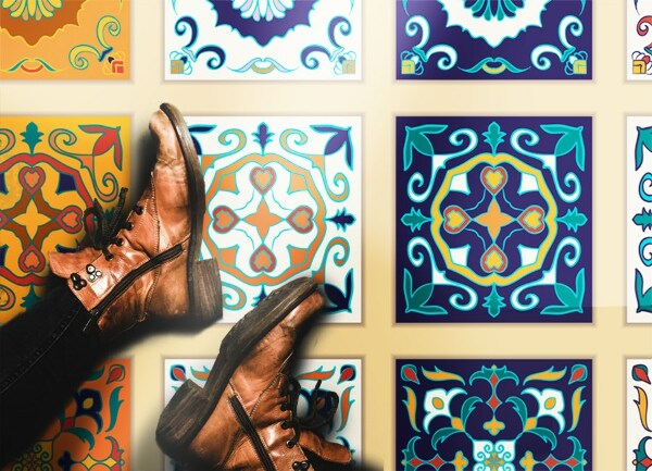 Indoor vinyl PVC carpet Greek tiles