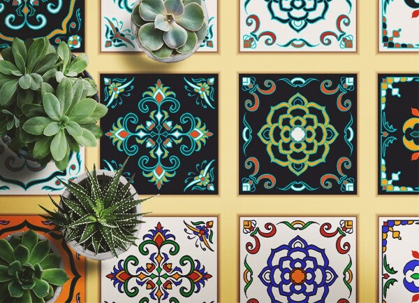Universal vinyl carpet Greek tiles