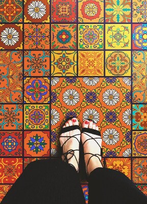 Indoor vinyl PVC carpet Moroccan tiles