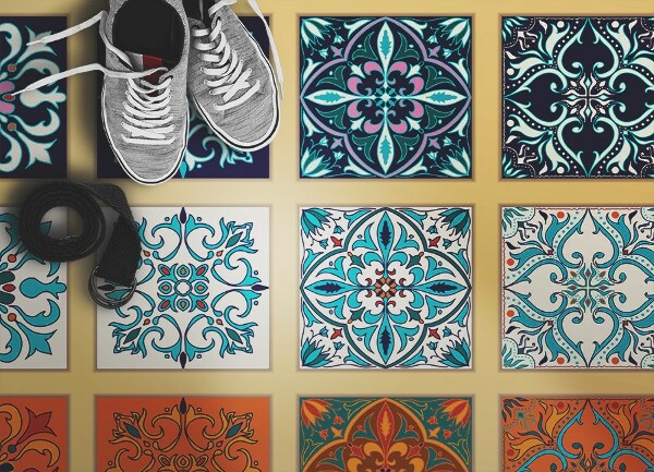 Fashionable PVC carpet Greek tiles