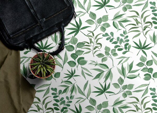 Universal vinyl rug Fine leaves