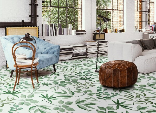 Universal vinyl rug Fine leaves