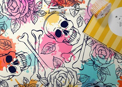 Fashionable vinyl rug Skulls and roses